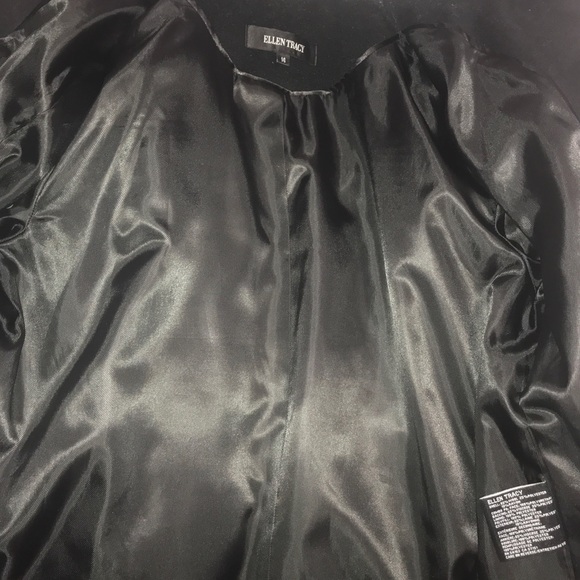 Ellen Tracy Wool Coat With Faux Leather - Picture 8 of 8